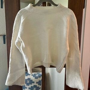 J Crew Cashmere Blend Cropped with Bell Sleeves Sweater, Size Large